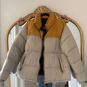 The North Face Men's Puffer Jacket - Tan and Orange